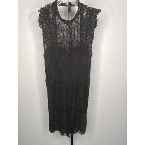 Women's Intimately Free People black lace dress open low‎ back eyelash size XS